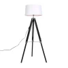 Vloerlamp Tripod zwart met kap 45cm linnen wit