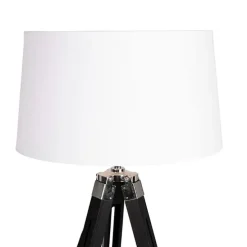 Vloerlamp Tripod zwart met kap 45cm linnen wit