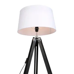 Vloerlamp Tripod zwart met kap 45cm linnen wit