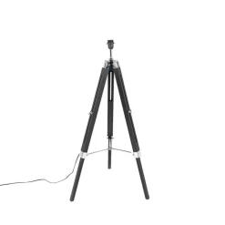 Vloerlamp Tripod zwart met kap 45cm linnen wit
