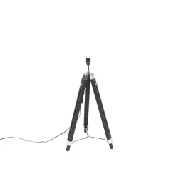 Vloerlamp Tripod zwart met kap 45cm linnen wit