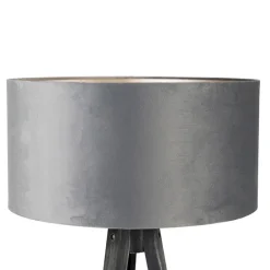 Vloerlamp tripod zwart met kap grijs 50 cm - Tripod Classic