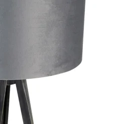 Vloerlamp tripod zwart met kap grijs 50 cm - Tripod Classic