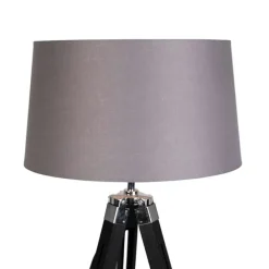 Vloerlamp Tripod zwart met kap 45cm linnen donker grijs