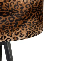 Vloerlamp tripod zwart met kap luipaard 50 cm - Tripod Classic