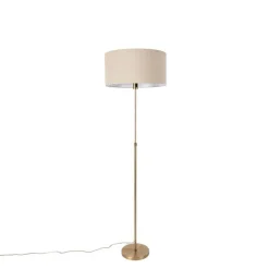 Vloerlamp verstelbaar brons met kap lichtbruin 50 cm - Parte