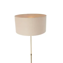 Vloerlamp verstelbaar brons met kap lichtbruin 50 cm - Parte