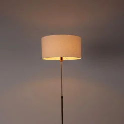 Vloerlamp verstelbaar brons met kap wit 50 cm - Parte