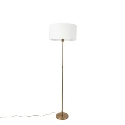 Vloerlamp verstelbaar brons met kap wit 50 cm - Parte