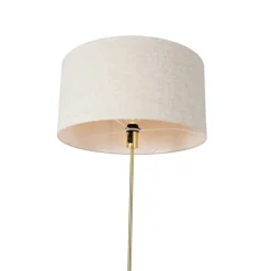 Vloerlamp verstelbaar goud met kap lichtgrijs 50 cm - Parte