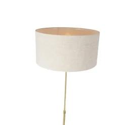 Vloerlamp verstelbaar goud met kap lichtgrijs 50 cm - Parte