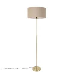 Vloerlamp verstelbaar goud met kap lichtbruin 50 cm - Parte