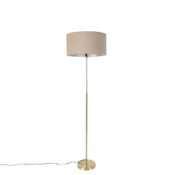 Vloerlamp verstelbaar goud met kap lichtbruin 50 cm - Parte