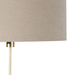 Vloerlamp verstelbaar goud met kap lichtbruin 50 cm - Parte
