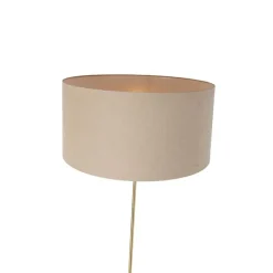 Vloerlamp verstelbaar goud met kap lichtbruin 50 cm - Parte