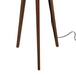 Vloerlamp walnoot hout met velours lampenkap blad dessin 50cm - Tripod Classic