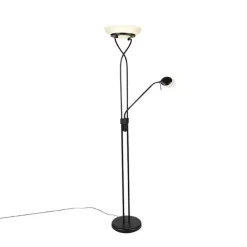 Vloerlamp zwart incl. LED en dimmer met leeslamp dim to warm - Empoli
