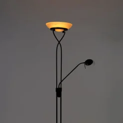 Vloerlamp zwart incl. LED en dimmer met leeslamp dim to warm - Empoli