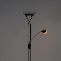 Vloerlamp zwart incl. LED en dimmer met leeslamp dim to warm - Empoli