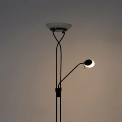 Vloerlamp zwart incl. LED en dimmer met leeslamp dim to warm - Empoli