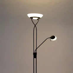 Vloerlamp zwart incl. LED en dimmer met leeslamp dim to warm - Empoli