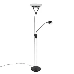 Vloerlamp zwart incl. LED en dimmer met leeslamp dim to warm - Empoli