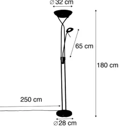 Vloerlamp zwart incl. LED en dimmer met leeslamp dim to warm - Empoli
