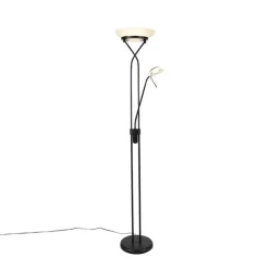 Vloerlamp zwart incl. LED en dimmer met leeslamp dim to warm - Empoli