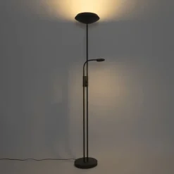 Vloerlamp zwart incl. LED en dimmer met leeslamp - Fez