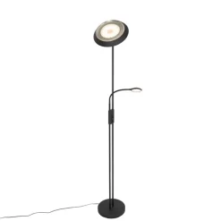 Vloerlamp zwart incl. LED en dimmer met leeslamp - Fez