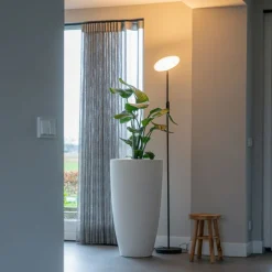 Vloerlamp zwart incl. LED met afstandsbediening - Bumu