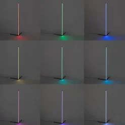 Vloerlamp zwart incl. LED met RGB en afstandsbediening - Carla