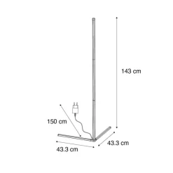 Vloerlamp zwart incl. LED met RGB en afstandsbediening - Carla