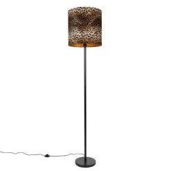 Vloerlamp zwart kap luipaard dessin 40 cm - Simplo