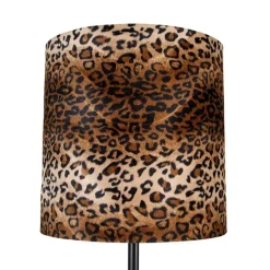 Vloerlamp zwart kap luipaard dessin 40 cm - Simplo