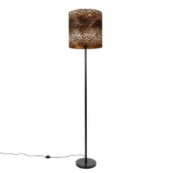 Vloerlamp zwart kap luipaard dessin 40 cm - Simplo