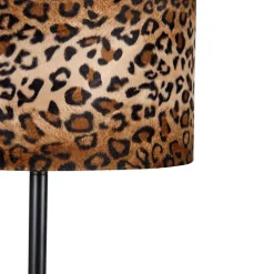 Vloerlamp zwart kap luipaard dessin 40 cm - Simplo