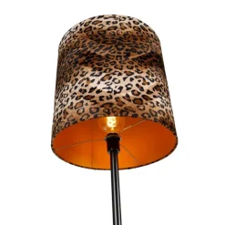 Vloerlamp zwart kap luipaard dessin 40 cm - Simplo