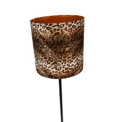 Vloerlamp zwart kap luipaard dessin 40 cm - Simplo