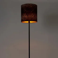 Vloerlamp zwart kap luipaard dessin 40 cm - Simplo