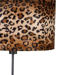 Vloerlamp zwart kap luipaard dessin 40 cm - Parte
