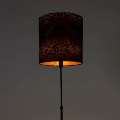 Vloerlamp zwart kap luipaard dessin 40 cm - Parte