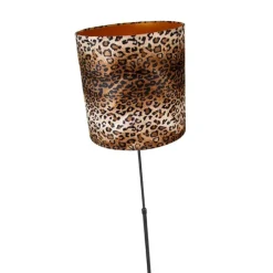 Vloerlamp zwart kap luipaard dessin 40 cm - Parte