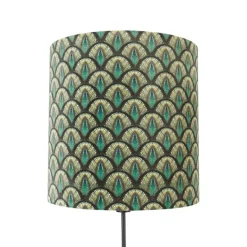 Vloerlamp zwart kap pauw dessin 40 cm verstelbaar - Parte