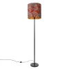Vloerlamp zwart kap pauw dessin rood 40 cm- Simplo