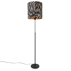 Vloerlamp zwart kap zebra dessin 40 cm verstelbaar - Parte