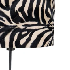 Vloerlamp zwart kap zebra dessin 40 cm verstelbaar - Parte