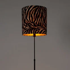 Vloerlamp zwart kap zebra dessin 40 cm verstelbaar - Parte