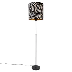 Vloerlamp zwart kap zebra dessin 40 cm verstelbaar - Parte