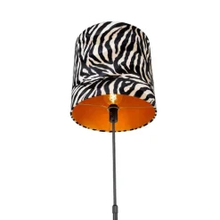Vloerlamp zwart kap zebra dessin 40 cm verstelbaar - Parte